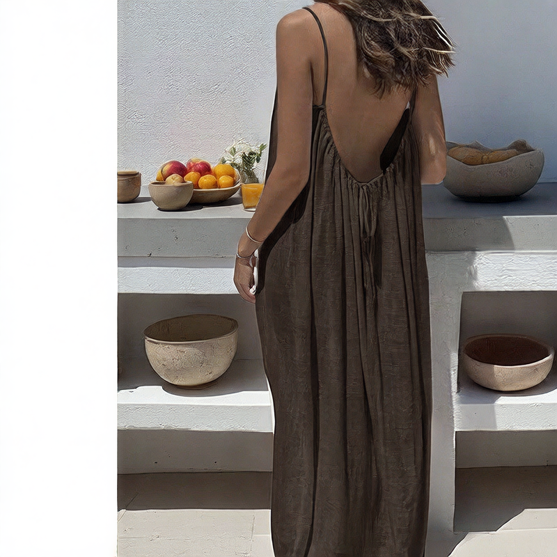 Women's Ice Silk Backless Long Dress