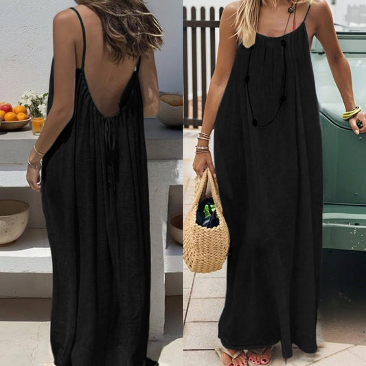 Women's Ice Silk Backless Long Dress